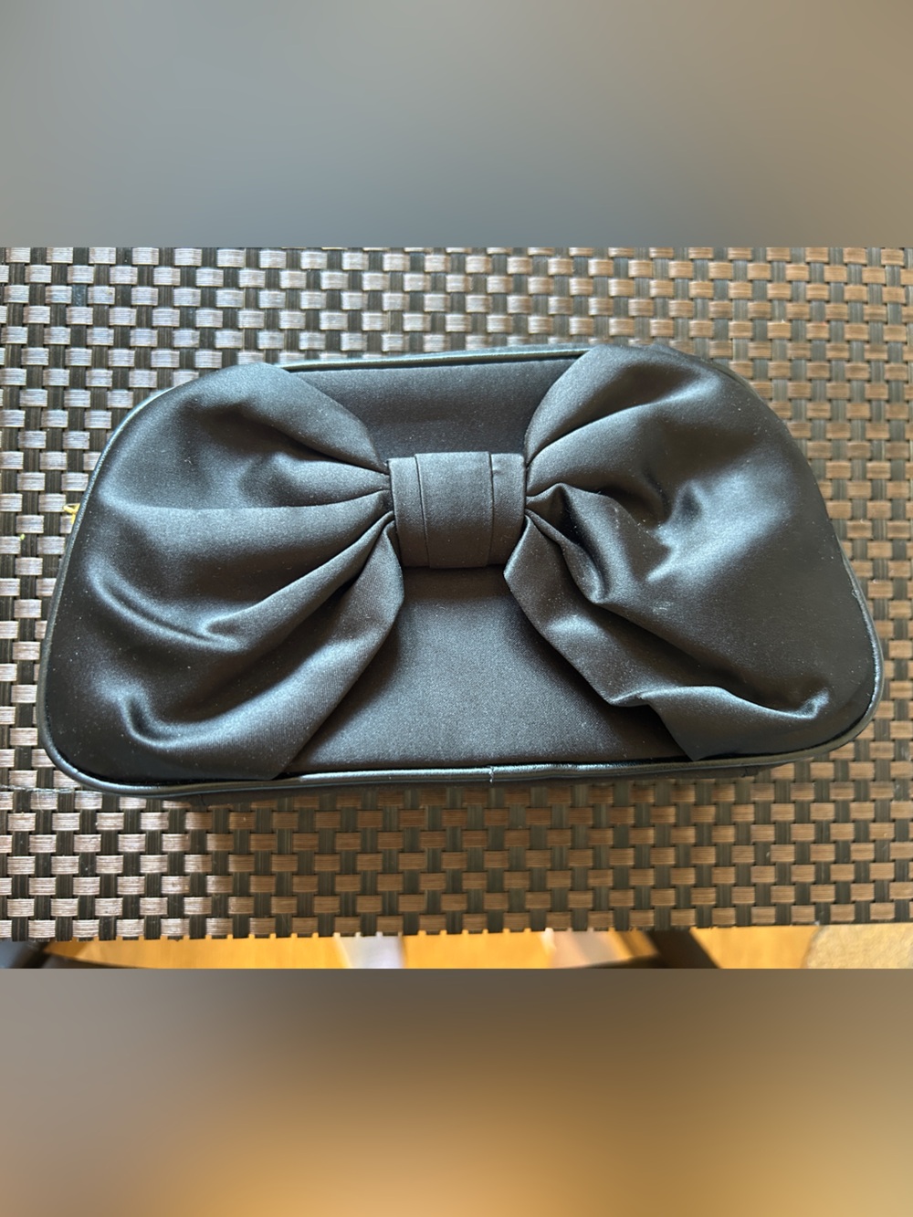 Elegant Black Satin Bow Clutch - Women Bags